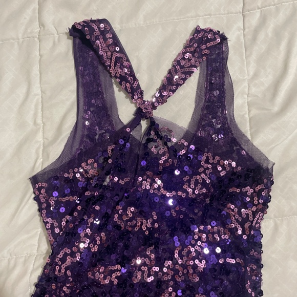 Vintage Wet Seal Sequin Gem Purple mesh y2k Racer Back Knot Tank Top small - Picture 2 of 4